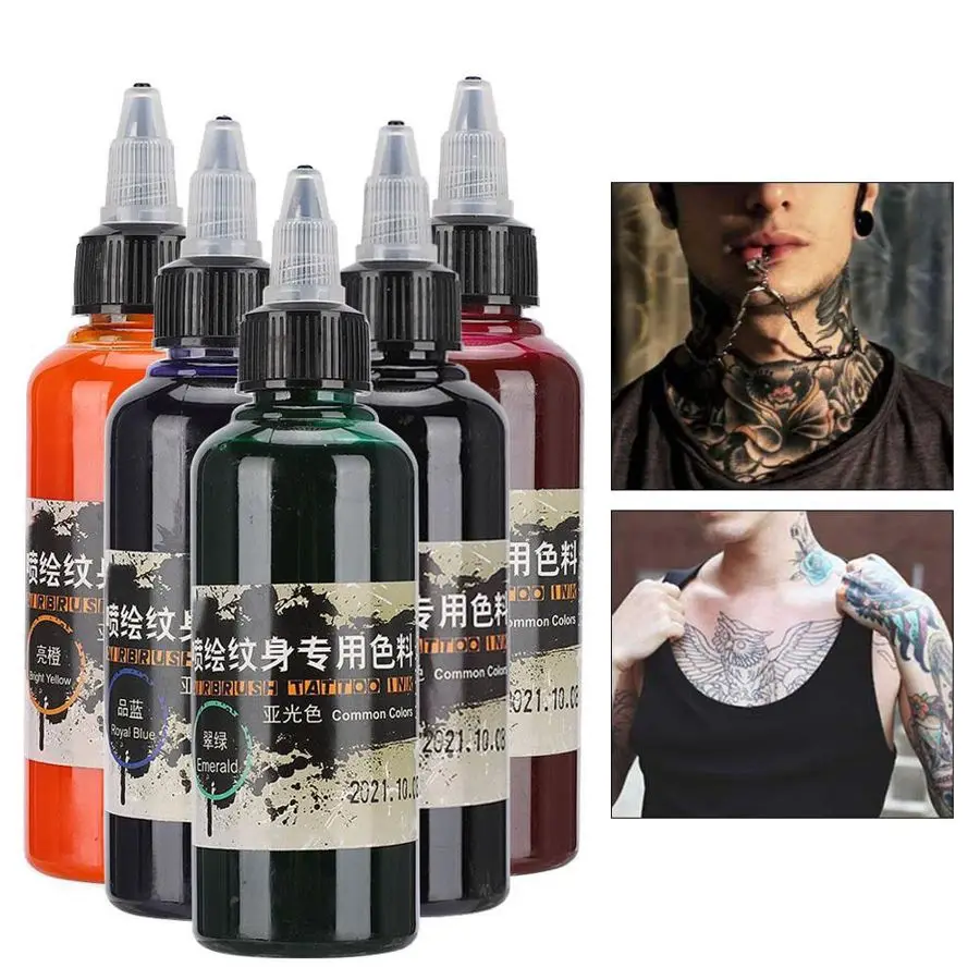

Временные одноразовые матовые чернила для татуировок, 100 мл, цветной рисунок, Аэрограф, пигмент, микроблейдинг, Перманентный боди-арт, пигме...
