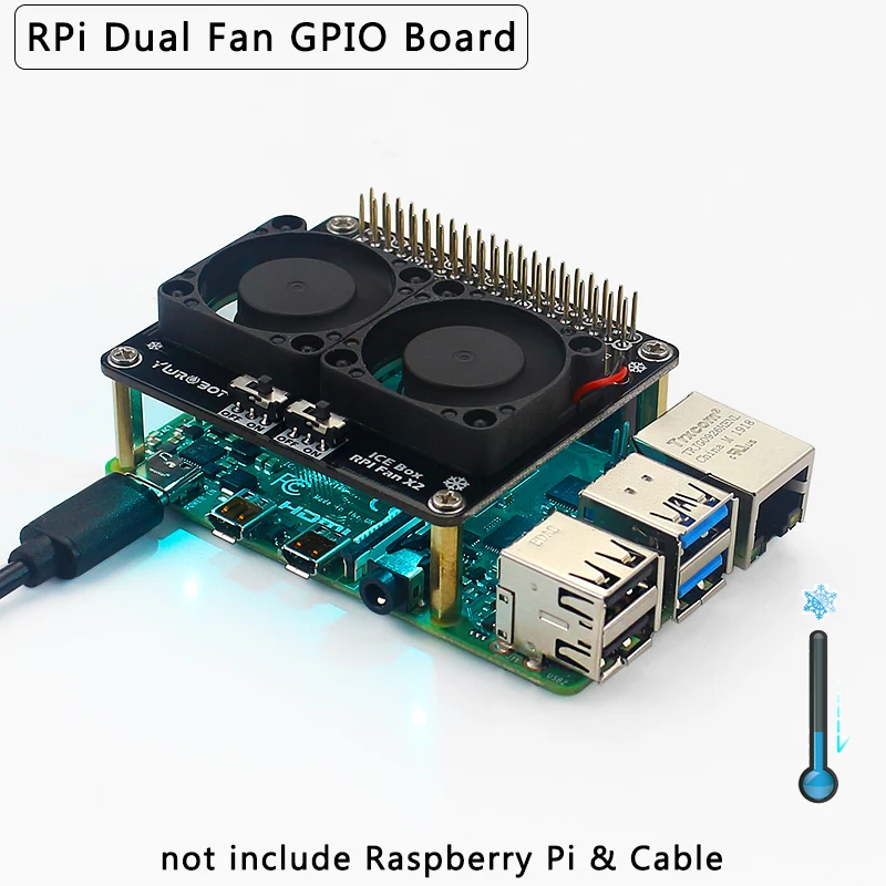 Scheda di estensione GPIO a doppia ventola Raspberry Pi 4 con luce LED blu ventola di raffreddamento eccellente per Raspberry Pi 4 modello B /3B +/3B