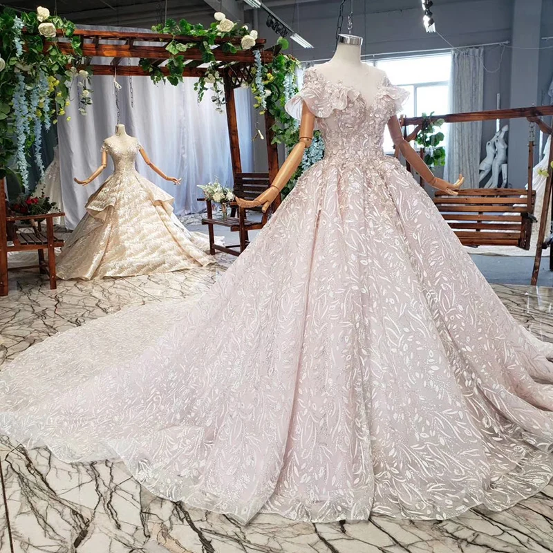 HTL791 роскошное арабское бальное платье свадебные платья с рукавами и круглым