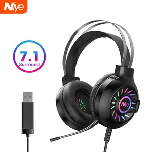 usb gaming headphone headset gamer wired usb pc computer 7 1 surround sound bass stereo sealed ear wire headset mic laptop free global shipping