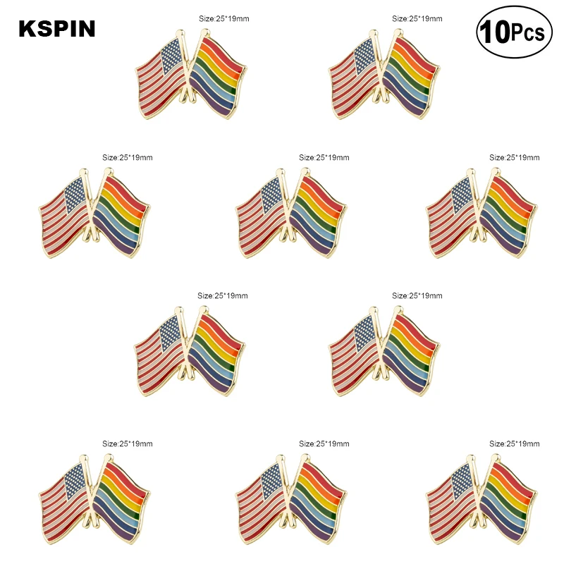 U.S.A & Rainbow отворот булавка флаг значок брошь Значки 10 шт. в партии|Значки| |