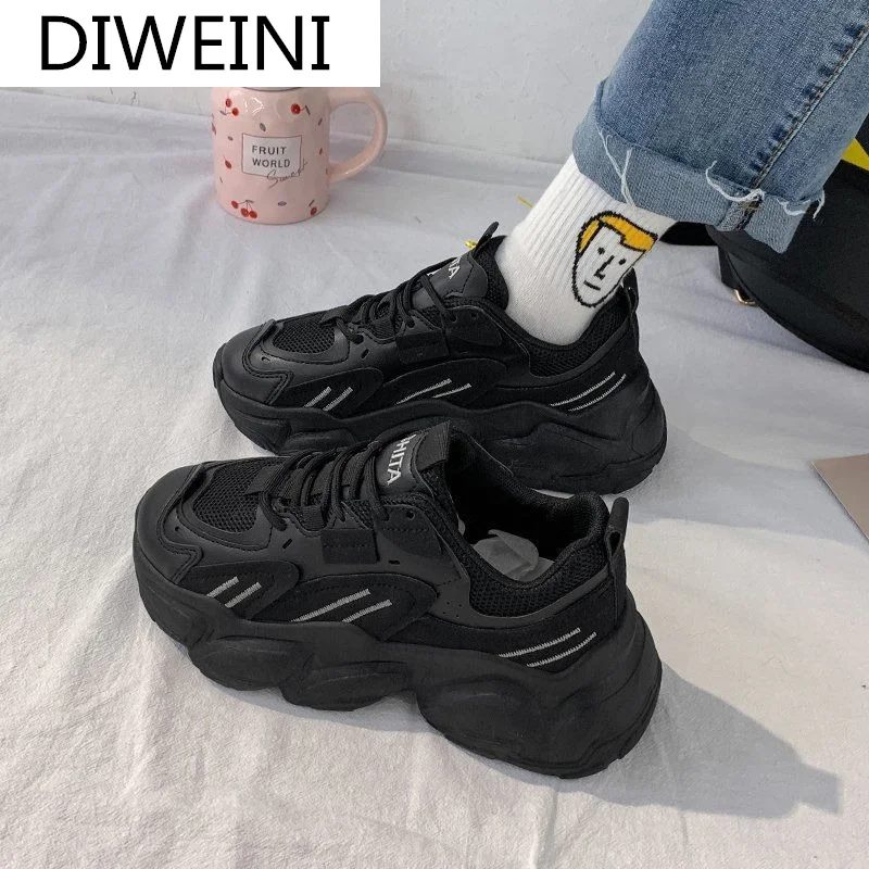 

2021 Women's Mesh Breathable Sneakers Fashion Women's Shoes Comfortable Lace-up Casual Shoes Spring New Walking Platform Shoes