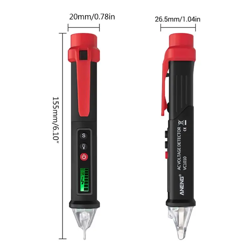 

Digital Voltage Detector 12-1000V AC/DC Non-Contact Electric Test Pencil VC1010