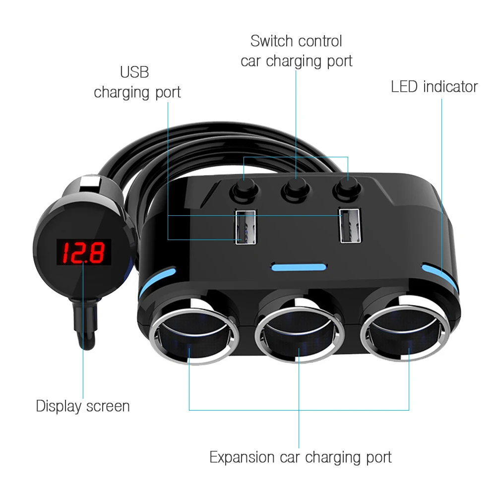 12 в 24 розетка для автомобильного прикуривателя сплиттер штепсельная вилка LED USB