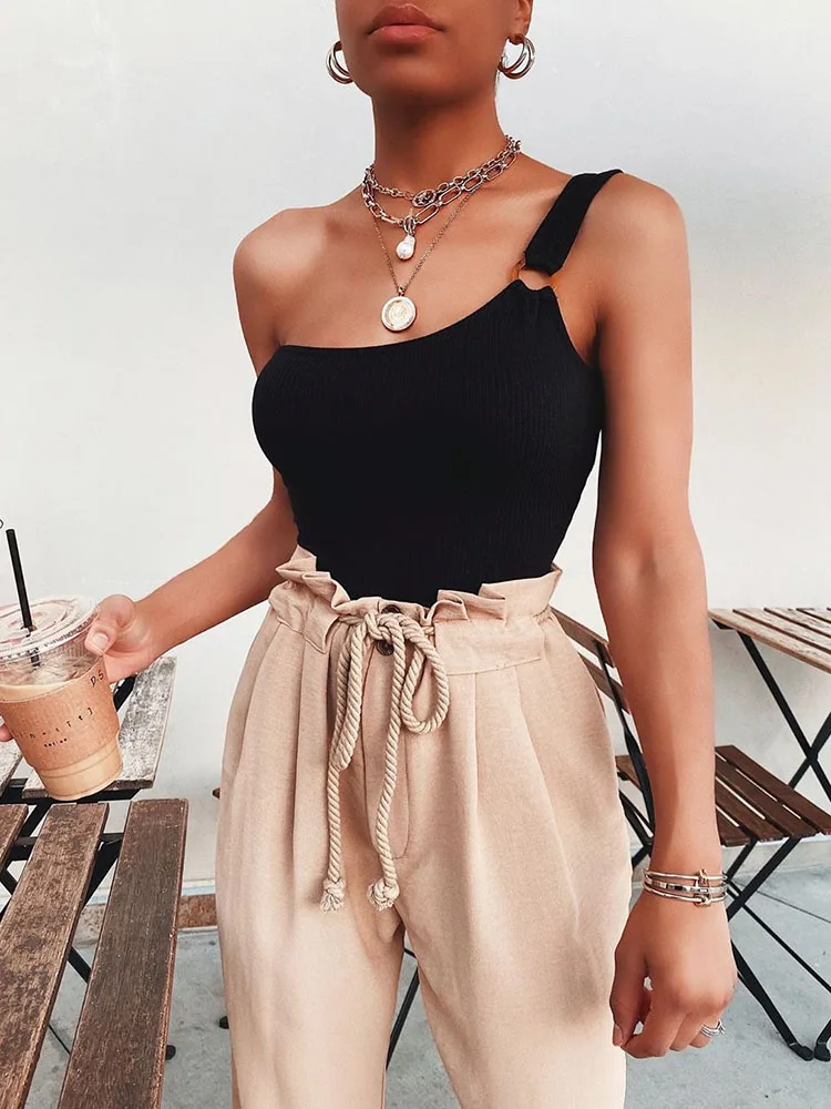 Новинка 2020 сексуальное бикини на одно плечо белый черный полная спина женская