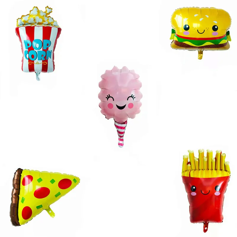 

Food Series Modeling Pizza Hot Dog Popcorn Donut Burger Foil Balloon Birthday Party Decoration Baby Shower Gourmet globos