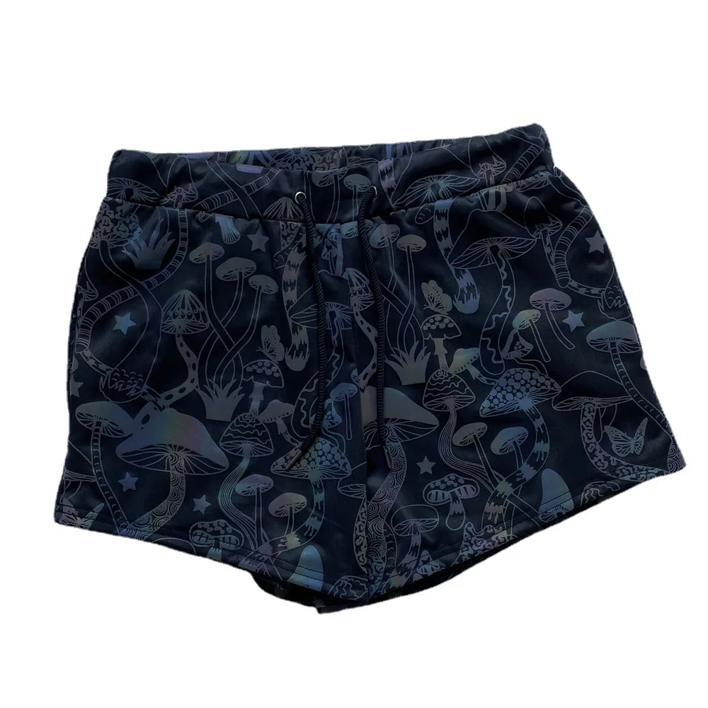 

2021 summer men mushroom dazzle colour reflective gym shorts jogging knitting air cycling shorts