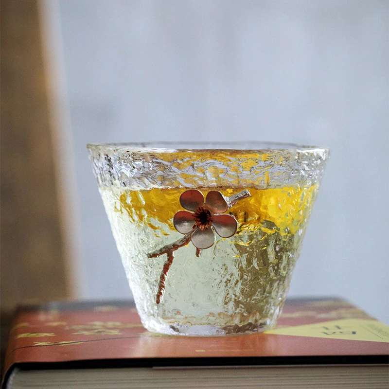 

Japanese hammer glass small tea cup tin high temperature glass single cup