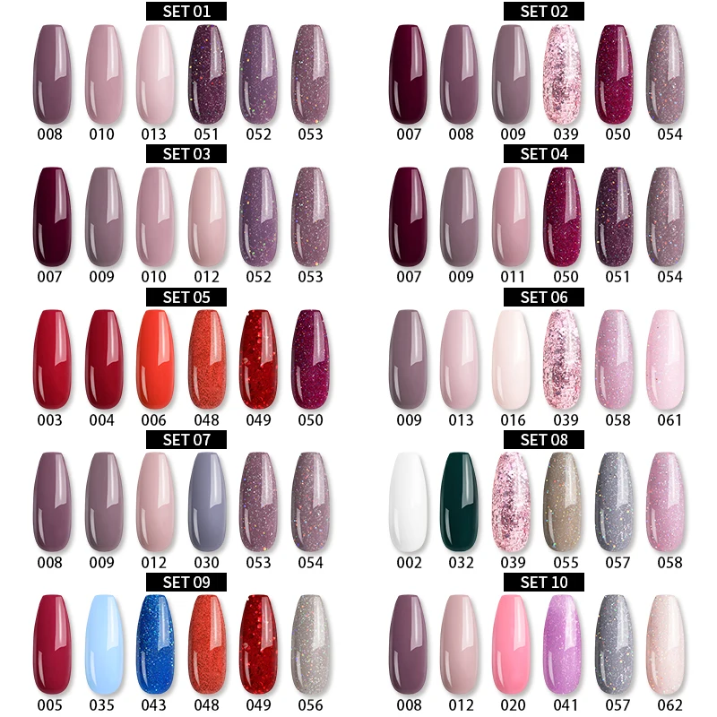 

UR SUGAR Nail Manicures Set UV LED Lamp 6pcs Gel Nail Polish Set Kit Soak Off Gel Varnish For Nail Art Set Dryer Machine Tools