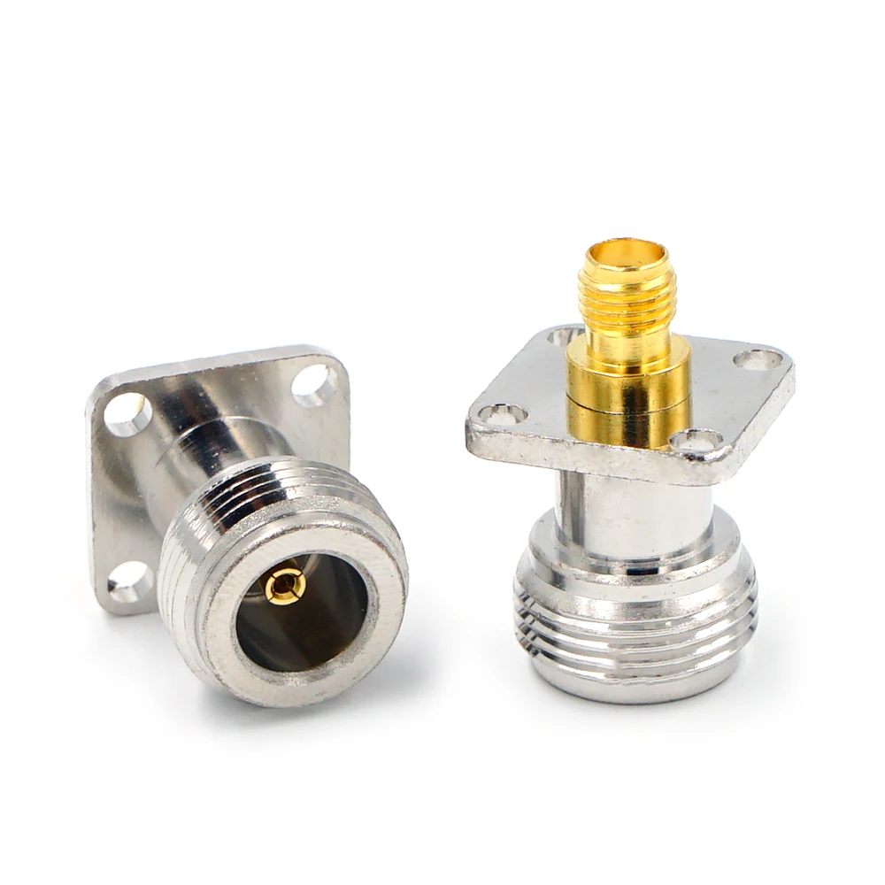 

1Pcs N Type Female To SMA Female RF Connector Adapter Test Converter 4 Hole Flange Panel