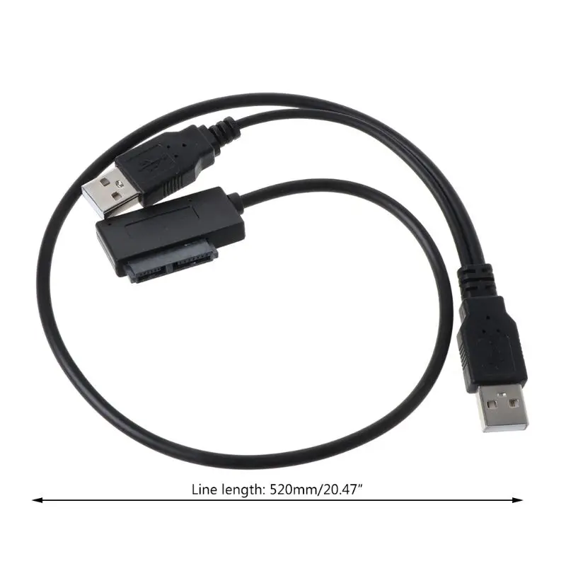 Двойной USB 2 0 до 7 + 6 Pin тонкий SATA кабель адаптер для ноутбука ODD | Компьютеры и офис