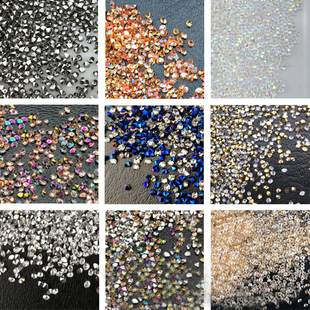 10g/bag 1400pcs 1.3mm Micro Zircon Nail Art Rhinestones Sharp-Bottom Crystal Glass Manicure Decorations Mini | Красота и здоровье
