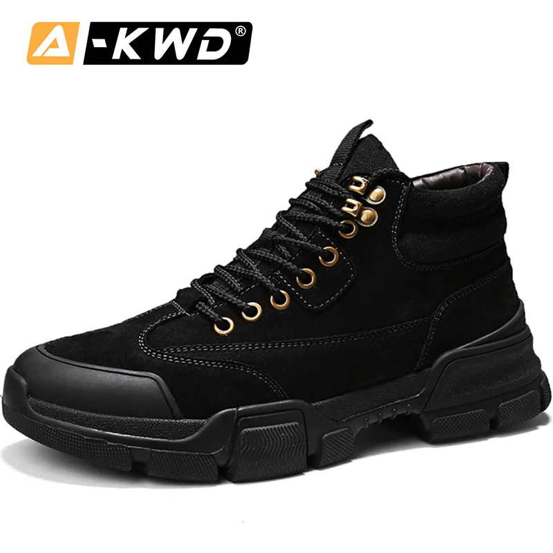

Fashion High Top Work Shoes Men Split Leather Sneakers Man Autumn Breathable Man Shoe Simple Tactical Boots Men Leather Boots 44