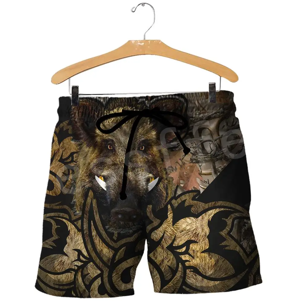 

Tessffel 2020Newest Boar Hunter Animal Hunting Camo Tattoo NewFashion Unisex Casual 3DPrint Summer Beach Shorts Short Pants s-2