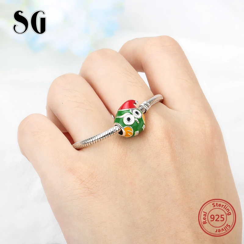 SG AliExpress, модная шапка, Сова, подвески, бусины, аксессуары для браслета pandora, серебро 925, оригинальное Изготовление ювелирных изделий, сделай сам, Рождество