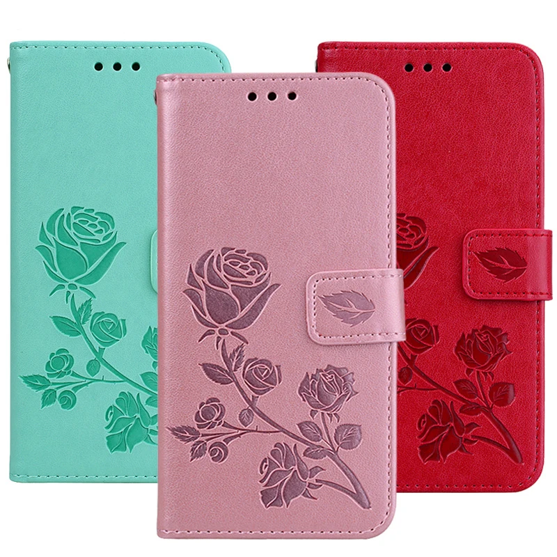 Двойной Кожаный чехол книжка с объемными розами для iPhone 11 Pro X XS Max XR телефона 6 6s 7 8