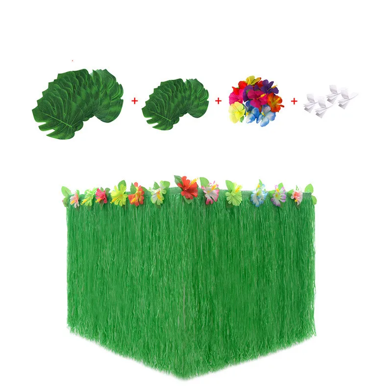 

Травяная настольная юбка в стиле рафии, украшение для вечевечерние с бахромой для дня рождения в тропическом стиле, гавайская настольная юб...