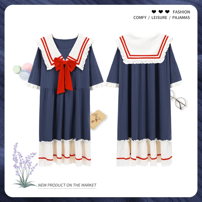 

Summer Princess Style Girls' College Style Kawaii Red Bow Girls' Home Wear Korean Fashion Women's Short Sleeved Pyjamas