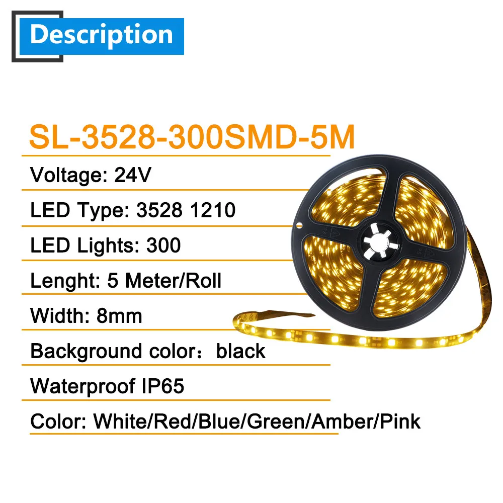 5 м DC 24V 3528 300 SMD 1210 супер яркий Светодиодные ленты светильник новогоднее