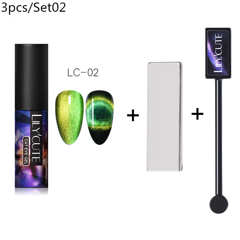 magnet 3pcs 02 LILYCUTE 9D Auroras ногтей Гель-лак «кошачий глаз» Гель-лак для использования с магнитом звездное небо замочить от УФ Магнитный Гель-лак для ногтей 5 мл - Цвет: magnet 3pcs 02