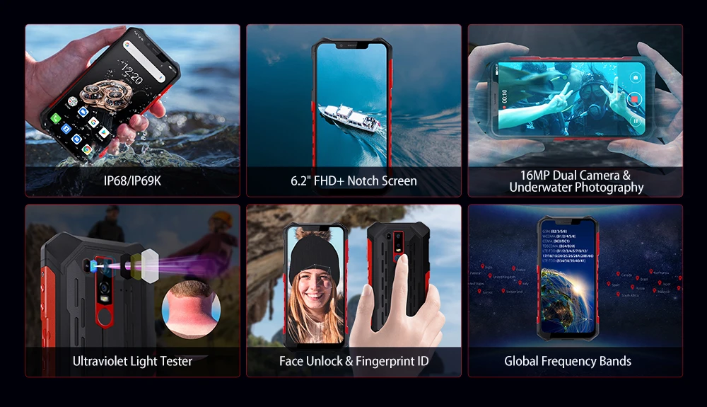Ulefone Armor 6S 6," Helio P70 Android 9,0 6 ГБ 128 Гб Смартфон Беспроводная зарядка 16 МП Восьмиядерный NFC OTG прочный мобильный телефон