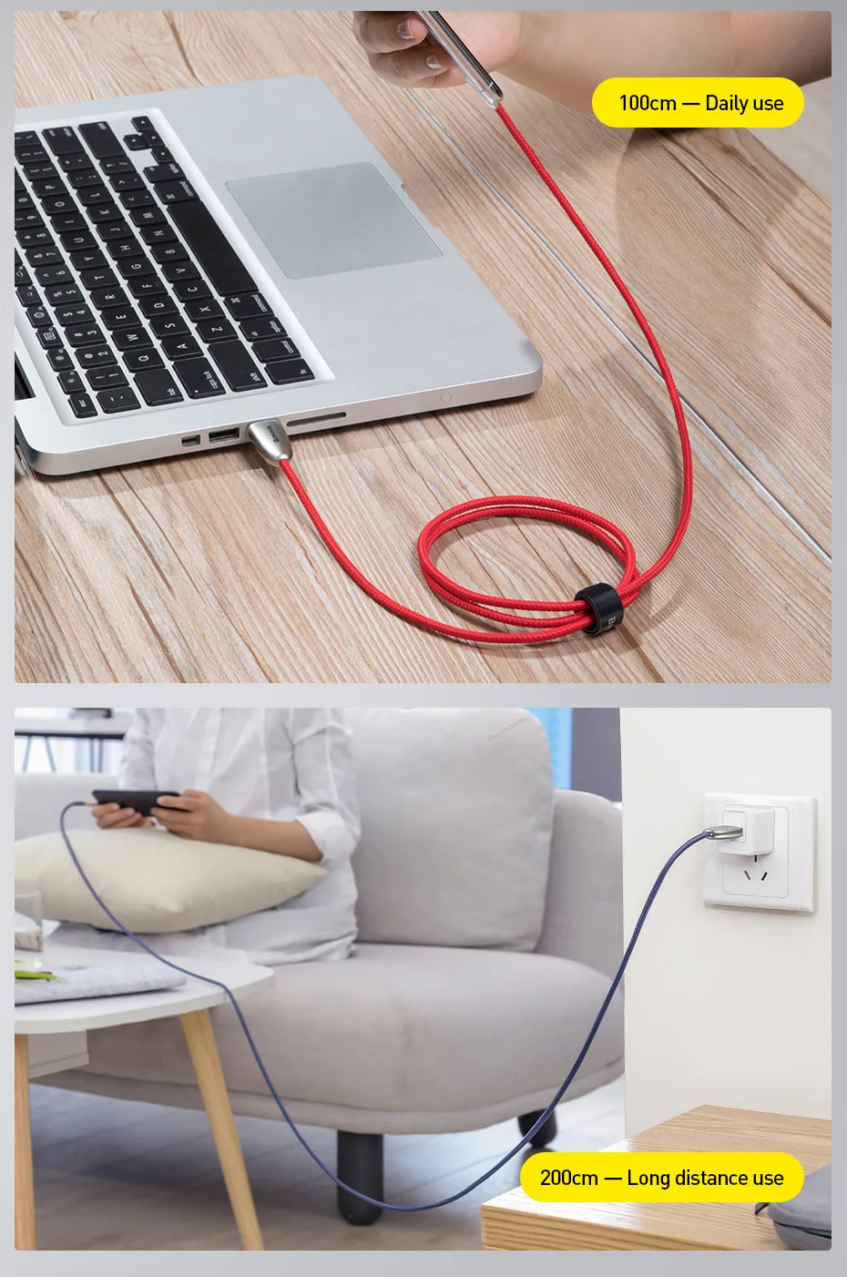 Светодиодный светильник Baseus, usb-кабель для зарядки iPhone xs max xr 8 7 6s plus 11 ipad pro, кабель для быстрой зарядки apple, светильник ning, 2 м