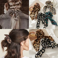 mueraa leopard fashion rabbit ear scrunchies for women girls elastic hairband headband hair accessories retro headwear hair gum