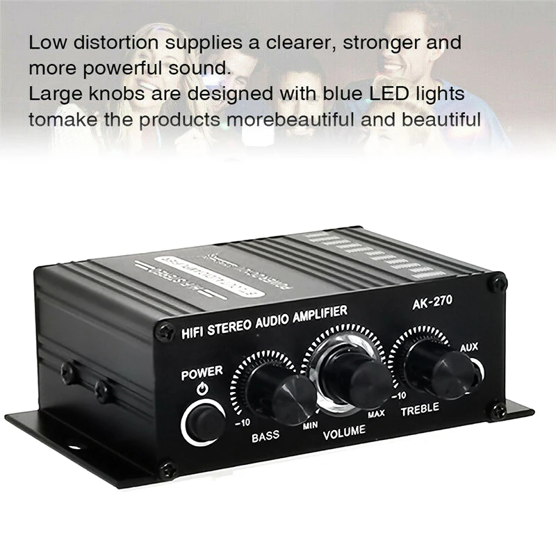 HIFI Digital Stereo Audio Amplifier FM Radio Mic Car Home Sound Power Amplifier Mini HiFi Stereo Audio Treble For Speakers enlarge