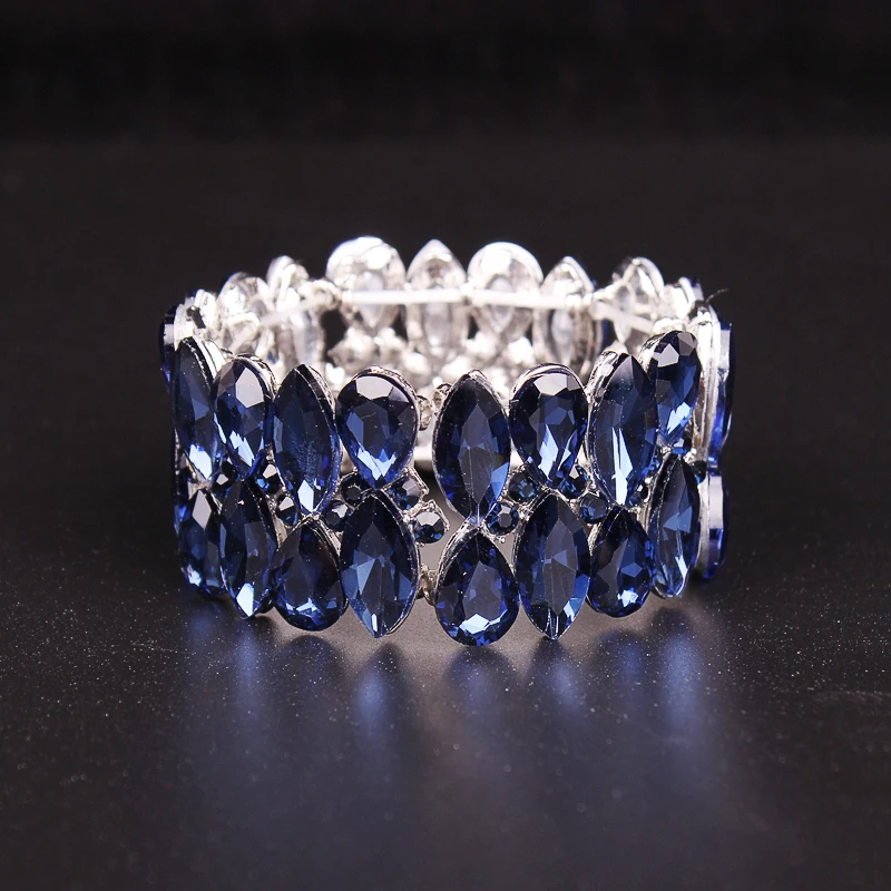 Модные браслеты манжеты с кристаллами AAA большой эластичный браслет для женщин