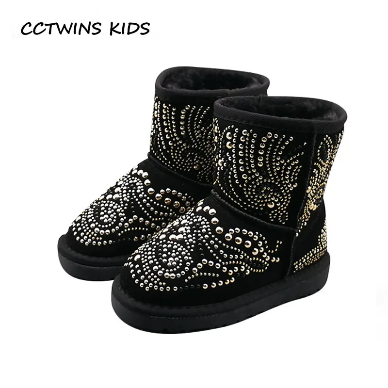 CCTWINS KIDS 2018 зимние модные детские ботинки из овчины брендовые теплые шерстяные для