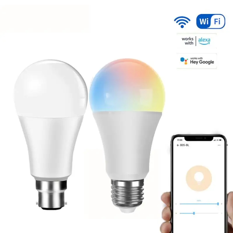 

Умная Светодиодная лампа E27, умная лампа с Wi-Fi, светодиодная лампа RGB, цветная умная лампа, работает с Alexa и Hey Google