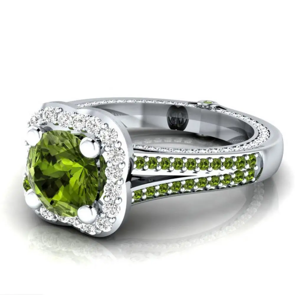 Women Ring Jewelry Gift Fashion Faux Peridot Topaz Inlaid Wedding Party Finger | Украшения и аксессуары