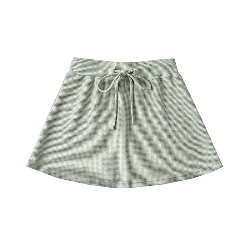 

Retro Solid Color Skirt Women High Waist Drawstring Elastic A-line Short Skirt Tide Ustyle0277
