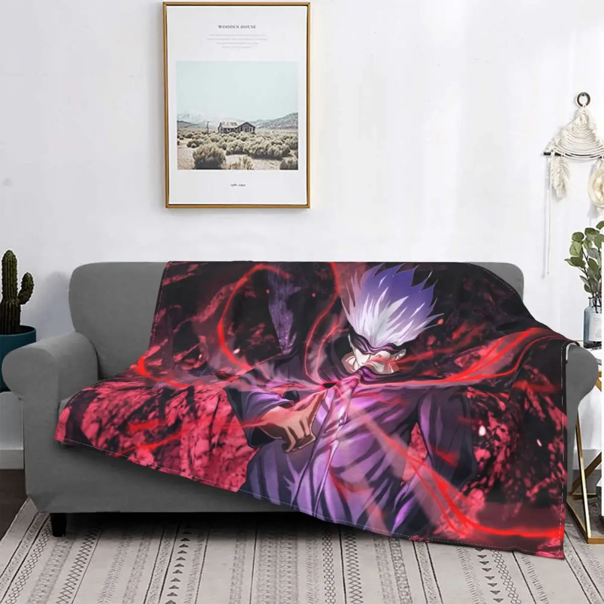 

Satoru Gojo Cool Jujutsu Kaisen Blankets Fleece Decoration Ultra-Soft Throw Blankets for Bedding Bedroom Plush Thin Quilt