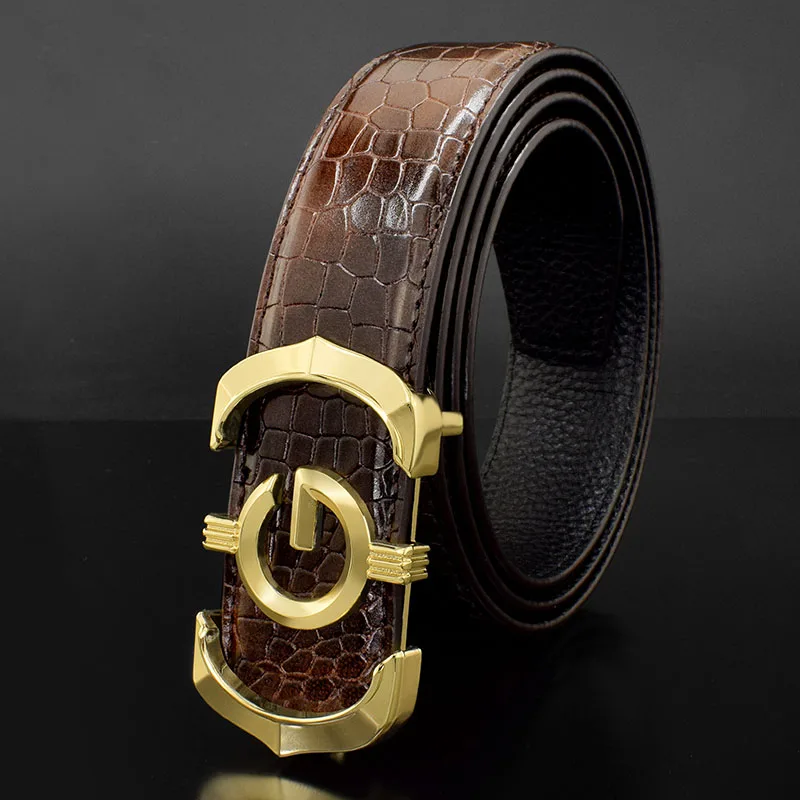 Casual Brown mens belt G genuine leather belt fashion luxury brand fancy vintage jeans waist belt cintos para hombre marca