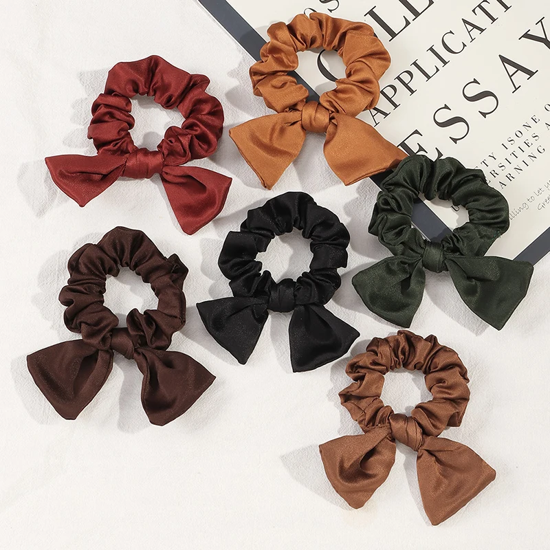 

Fashion Bowknot Rubber Hair Rope Folded Scrunchie Women Hair Accessories Ponytail Holder Bows Hairband Sweet Hair Accessories