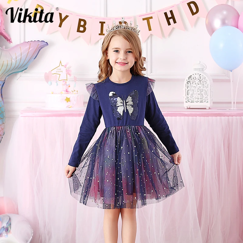 

VIKITA 3-8 Years Unicorn Dress for Girls Princess Unicornio Party Dresses Autumn Winter Kids Dresses for Girl Easter Costumes
