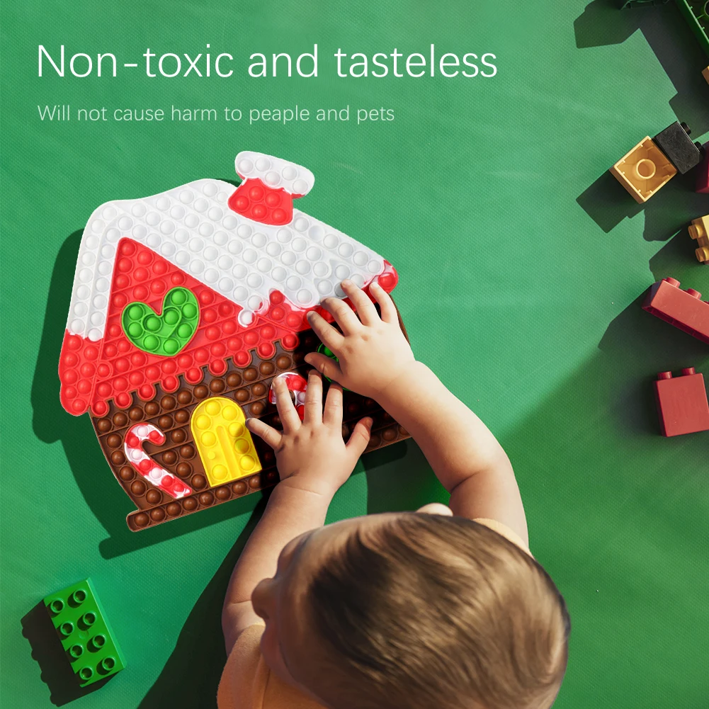 

Silicone Christmas House Push Bubble Toy Large Size Splicable Style Autism Reliver Stress Toy Children Adult Sensory Finger Game