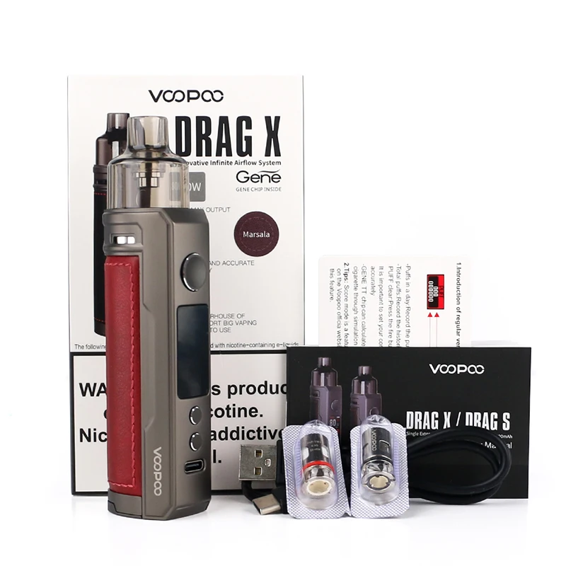

Voopoo Drag X 80W Mod Pod Vape Kit Powered by single 18650 Battery 4.5ml Pod GENE.TT Chip E-Cigs Vaporizer vs Vinci X