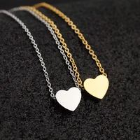 polished stainless steel love heart necklace for women short chain small choker necklace cute heart pendant collar jewelry girls