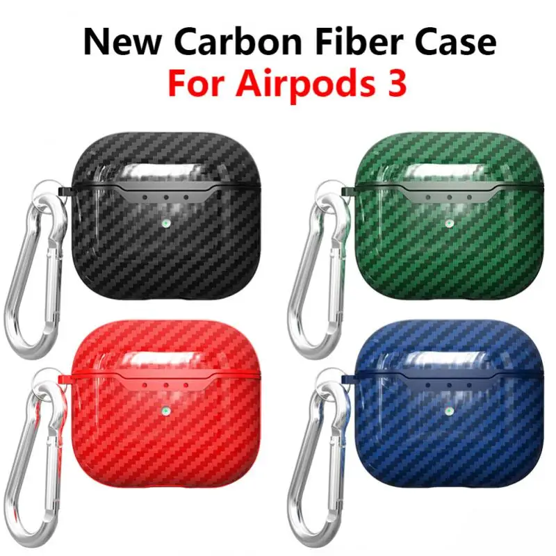 

Luxury Carbon Fiber Texture Earphone Case For Apple AirPods Pro 2 Cases AirPods 3 2 Air Pods Pro 2 Headphone Cover Box With Hook