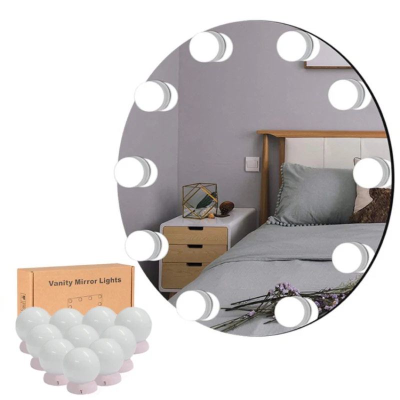 

10Led Makeup Mirror Light Remote Control Colorful Bulb Decoration Light for Bathroom Mirror Sticker Lamp