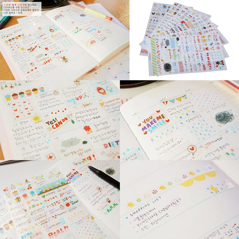 6 листов модный календарь бумажная наклейка скрапбук дневник Декор|Канцелярские
