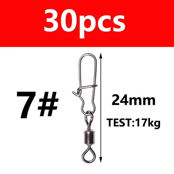 30pcs size 7 30 Вт, 20 штук морской рыбалки разъем Вращающийся шарнир из кирпечей из глины пин быстрые кнопки зажимы для рыболовной приманки рыболовные аксессуары для снаряжения - Цвет: 30pcs size 7