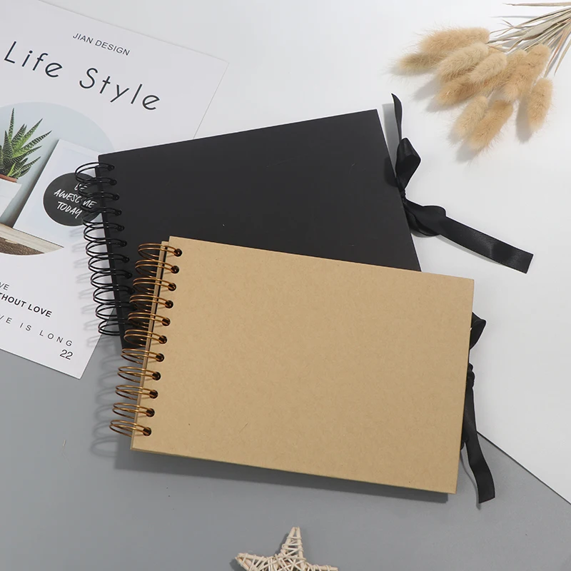 DIY Scrapbooking Picture Childrens Gift Photo Albums 60 Black Pages Memory Books A4 Craft Paper 12 Marker Pens Wedding Birthday | Дом и сад