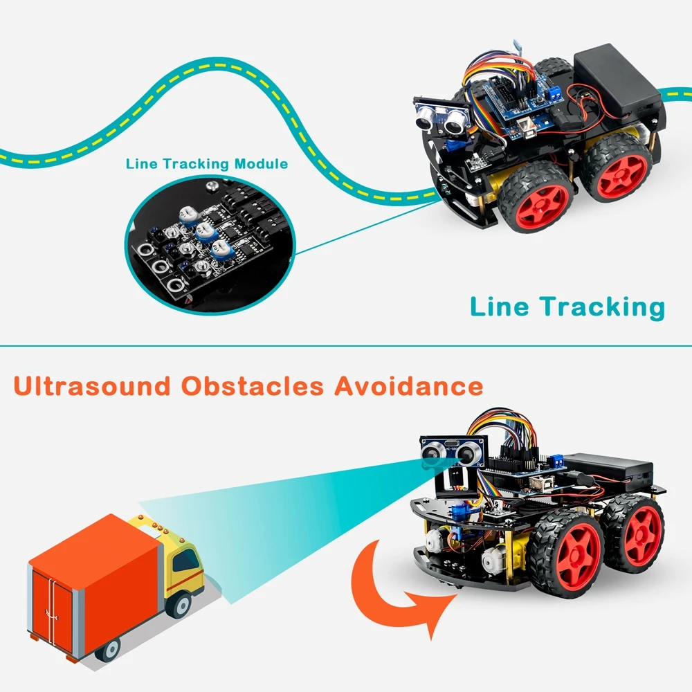4WD Smart Robot Car Kit with Tutorial for UNO R3 Project Arduino Support Bluetooth Connection APP Control | Электронные