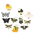 Эмалированные булавки в виде насекомых, стрекоза, бабочка, броши в виде пчел, на лацкан, рюкзаки, симпатичный значок ювелирных изделий, подарок для друзей, оптовая продажа