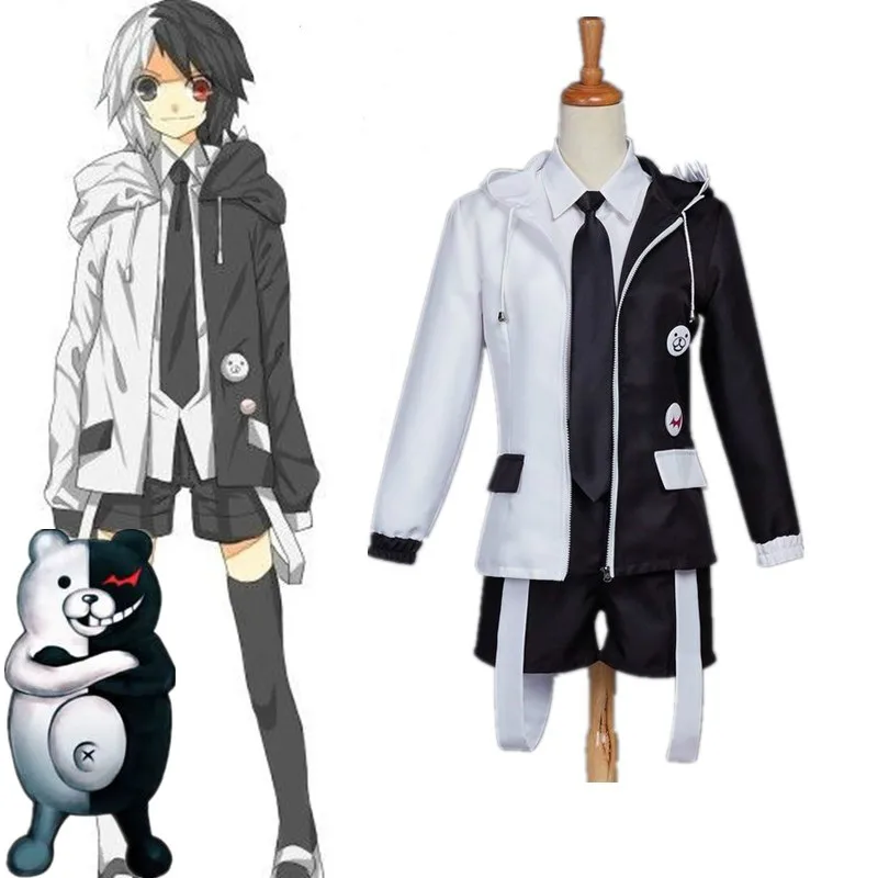 Аниме Danganronpa Monokuma Черный Белый Медведь Косплей костюмы униформа брюки платье