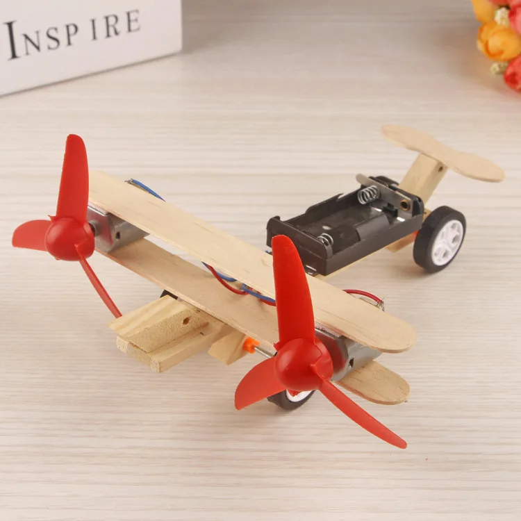 DIY model aircraft car electric glider wood plane car technology invention student experiment manual material model toy