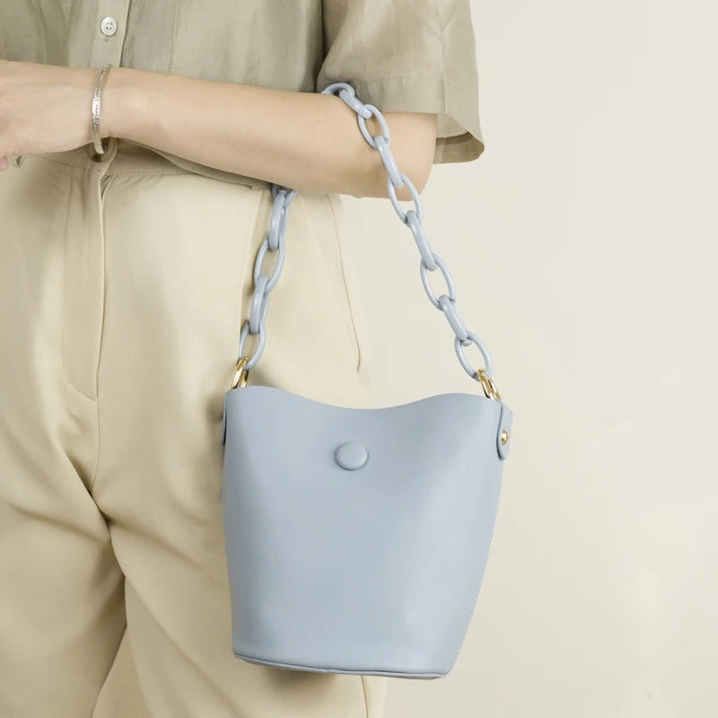 

Мягкая кожаная сумка-ведро Милая акриловая сумка на плечо с цепочкой дизайнерские сумки роскошные сумки через плечо для женщин 2020 Bolsa de hombro